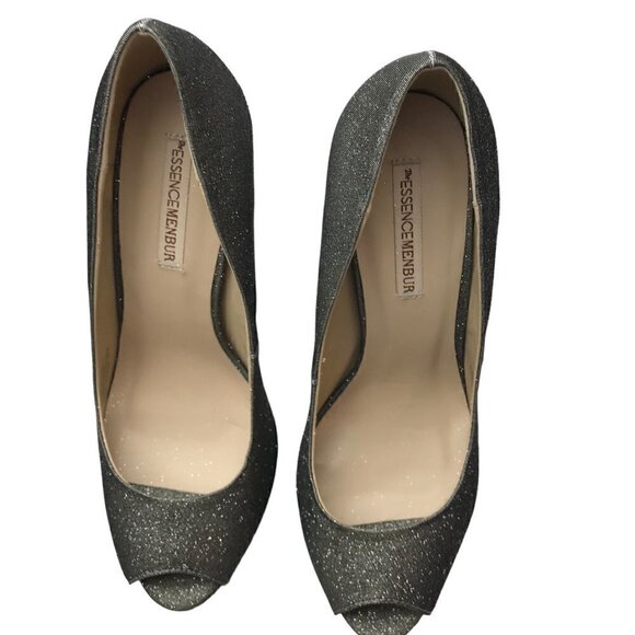 Essence Menbur Sliver Glitter Slip-On Fancy Pumps Platform Heels Size 38/7.5 - Picture 6 of 8